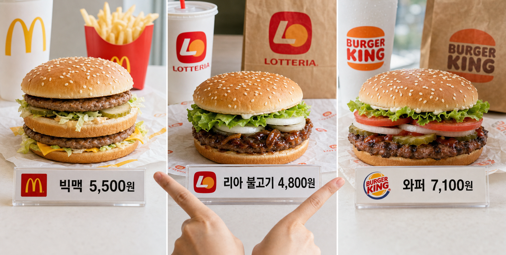 맥도날드 vs 롯데리아 vs 버거킹 메뉴 비교 완벽 가이드